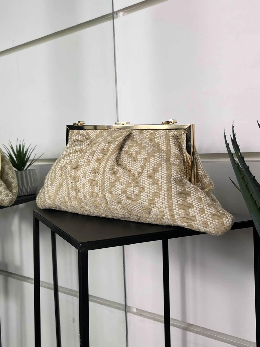 borsa a clutch con fantasia geometrica kaki  con tracolla FF27472KAKI FEMME CAFE SELECTION