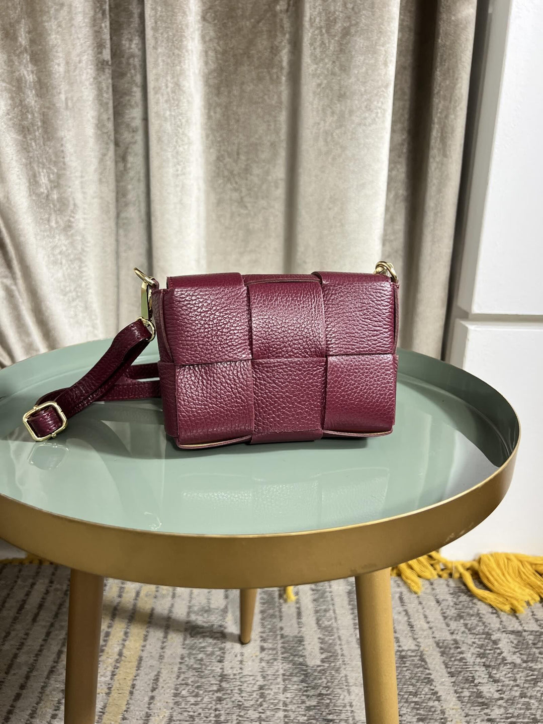 BORSA BORDEAUX A INTRECCIO IN PELLE CON TRACOLLA 249215BORDEAUX FEMME CAFE SELECTION