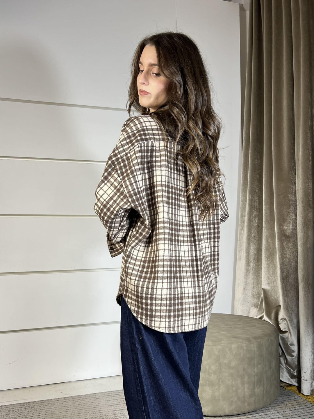 camicia check base panna scacco moro 25685QMMORO SUSY MIX