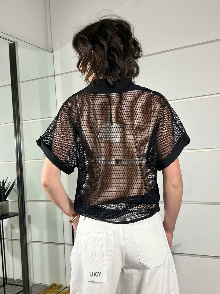 maglia a polo a rete nera TAB1937NERO 99 VICOLO