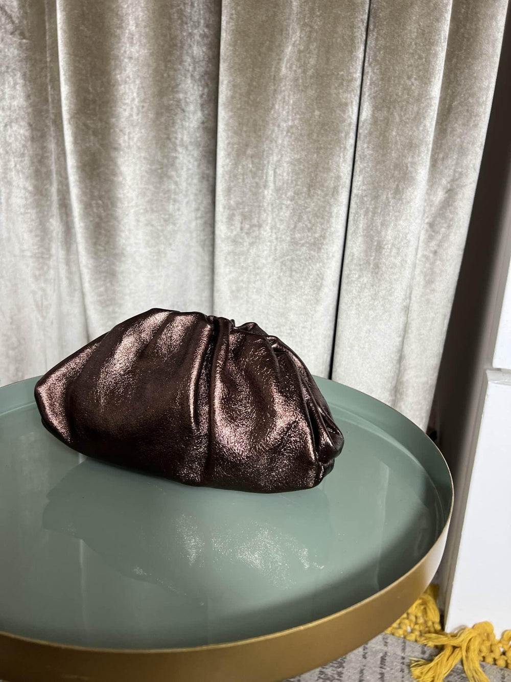 borsa clutch testa di moro metallizzata con tracolla a catena 5596015 TESTA DI MORO FEMME CAFE SELECTION