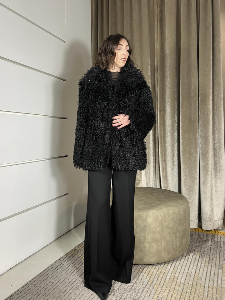 eco pelliccia mongolia over con nera KMA-P133NERO HAVE ONE