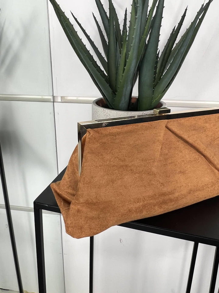 borsa a clutch scamosciata khaki con tracolla FF27497KHAKI FEMME CAFE SELECTION