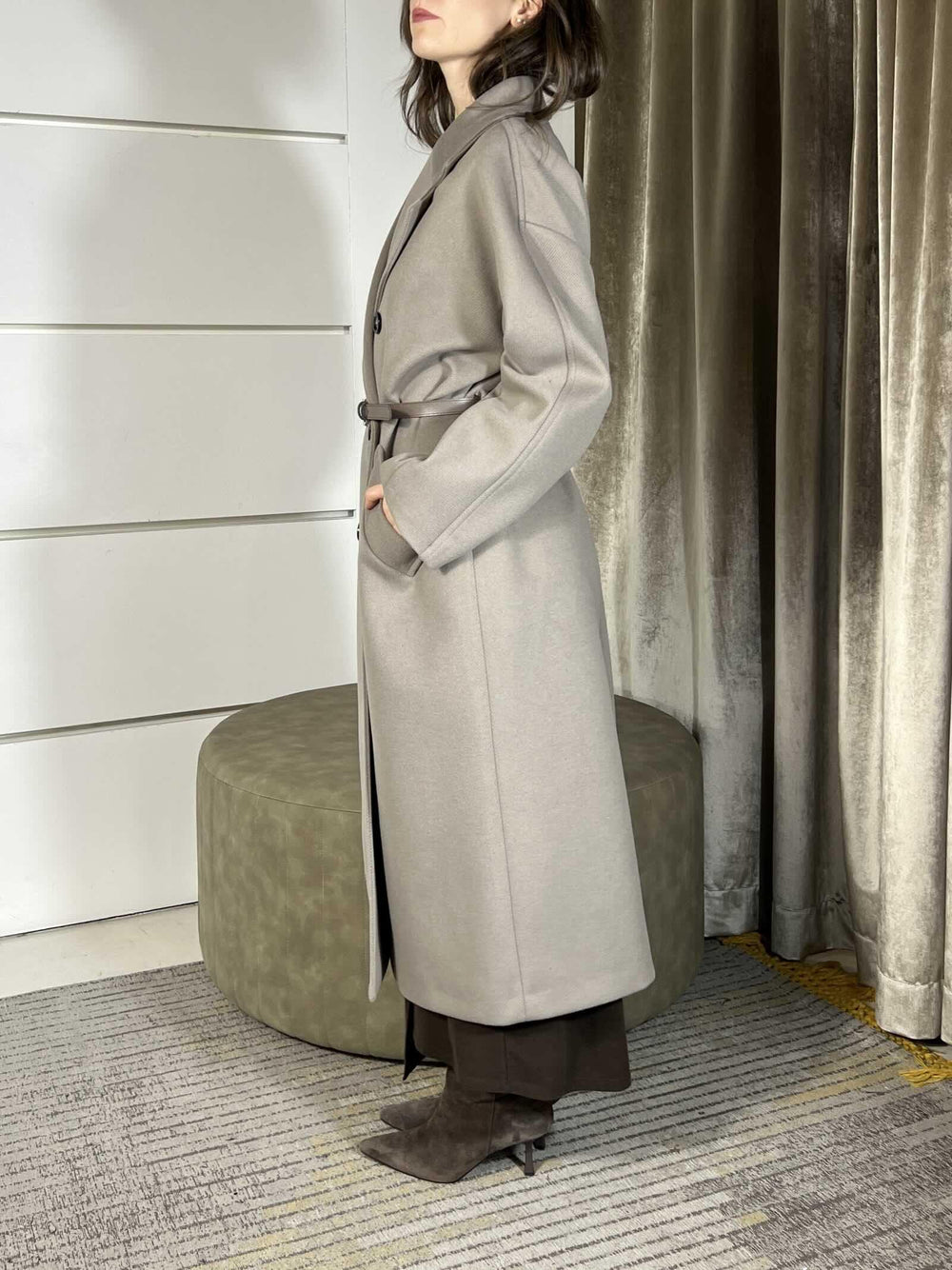 CAPPOTTO TAUPE OVER DOPPIOPETTO CON CINTA KH36KEY1928 IMPERIAL