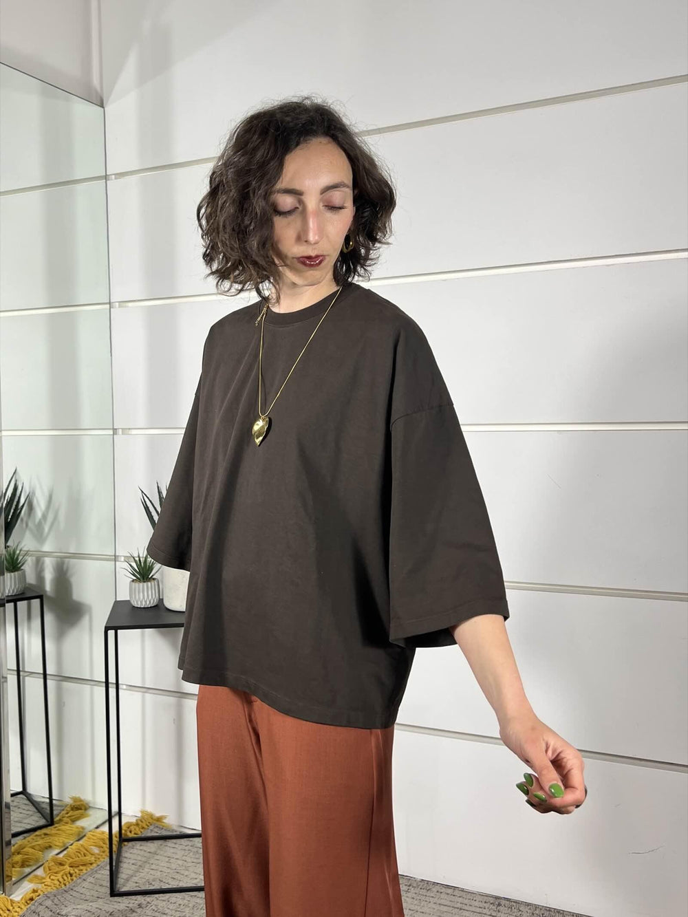 t-shirt over manica corta, girocollo moro M02E0052MORO PHILIA LOFT