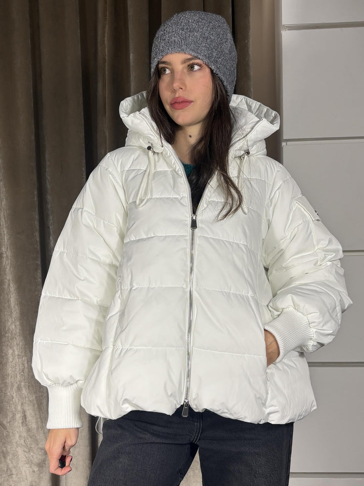 PIUMINO IMBOTTITO CORTO BIANCO CRUSCA CAPPAZ05 PINKO