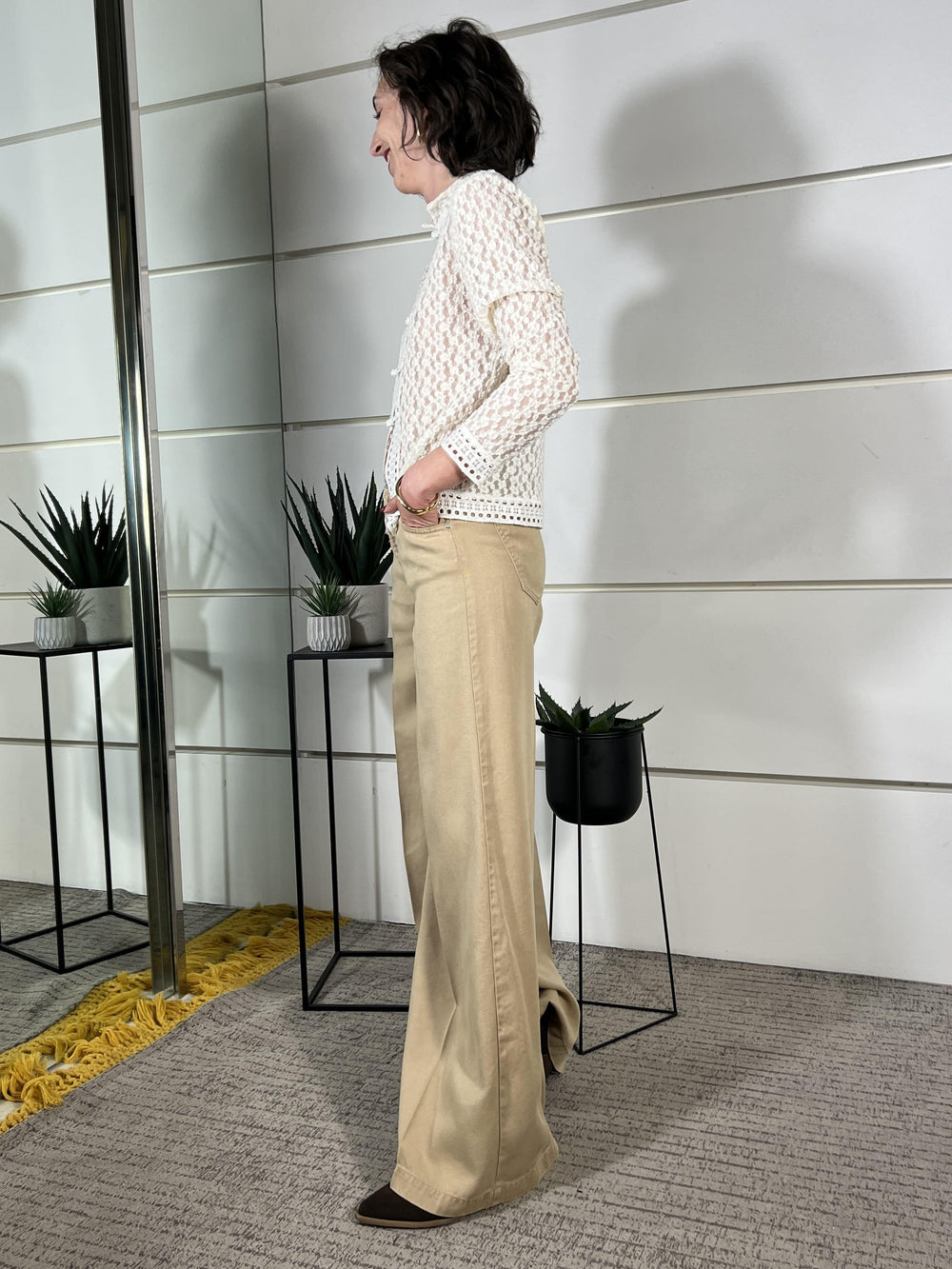 jeans gamba ampia modello madison sabbia DAB5151BEIGE VICOLO