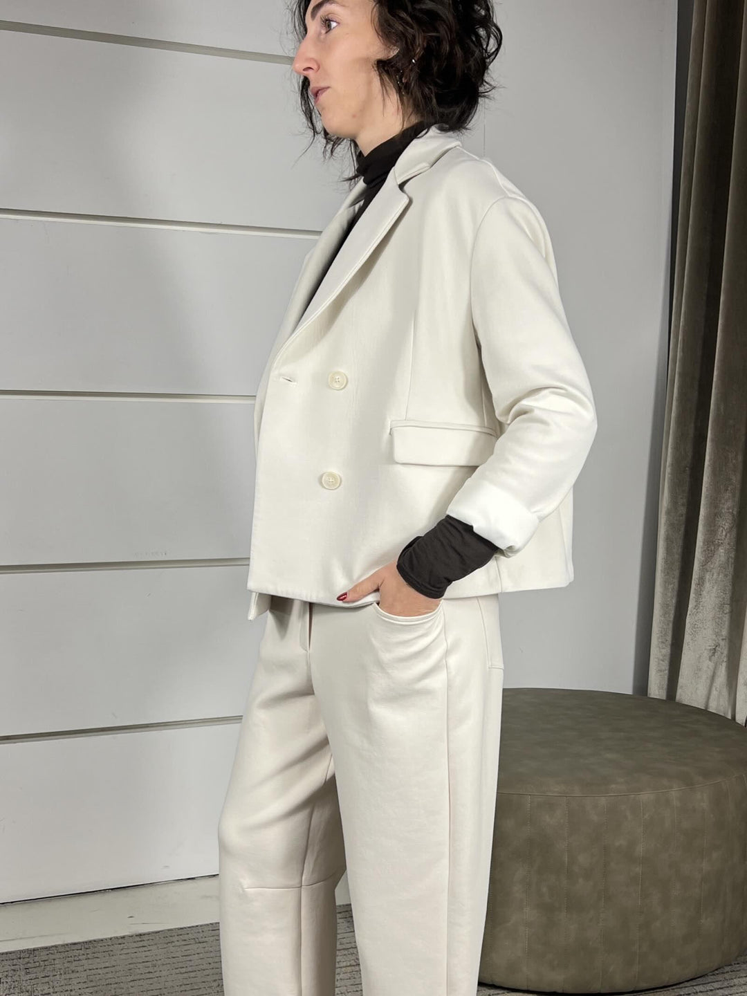 giacca punto milano doppiopetto beige V01A0108BEIGE PHILIA LOFT