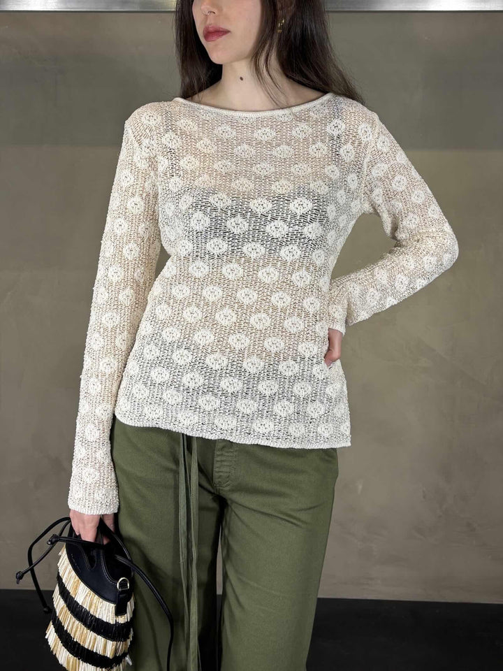 Maglia traforata avorio con disegno M507CTMA148 MANILA GRACE