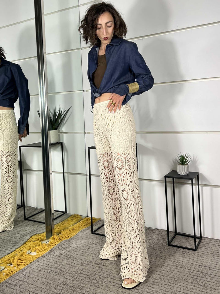 pantalone crochet burro ZS28051BURRO SPICY CAFE
