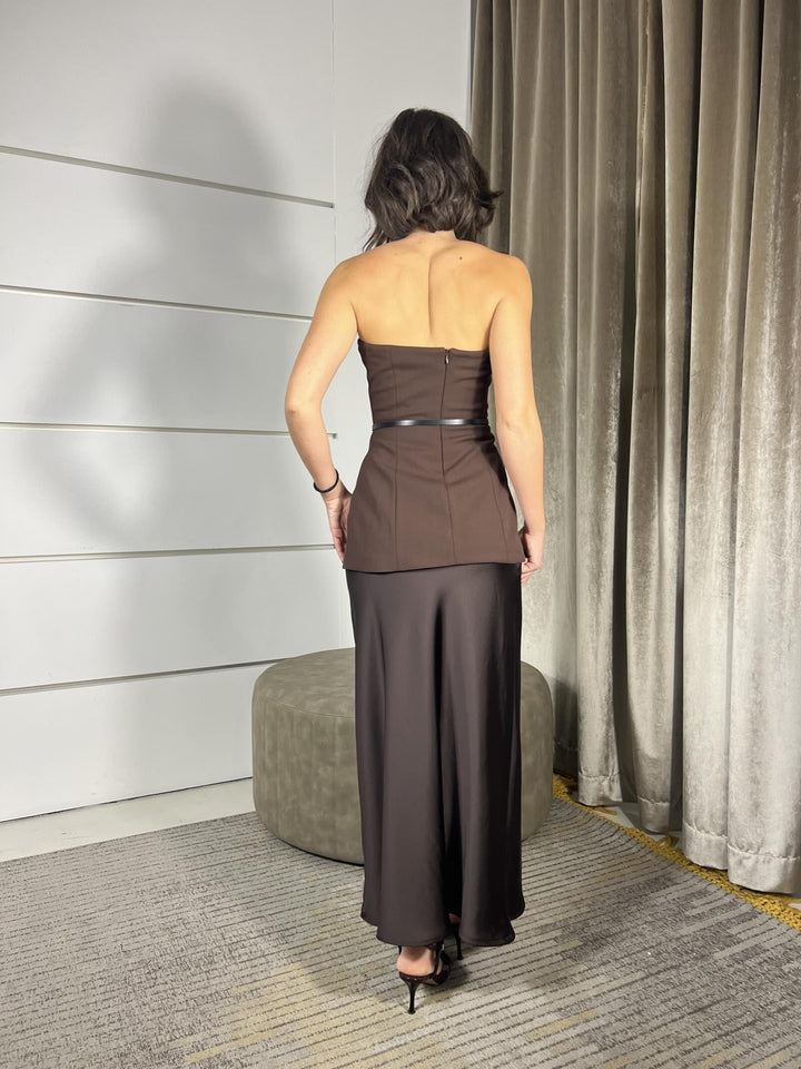 COMPLETO TOP E GONNA SATIN MORO AFTLKHG1880 IMPERIAL