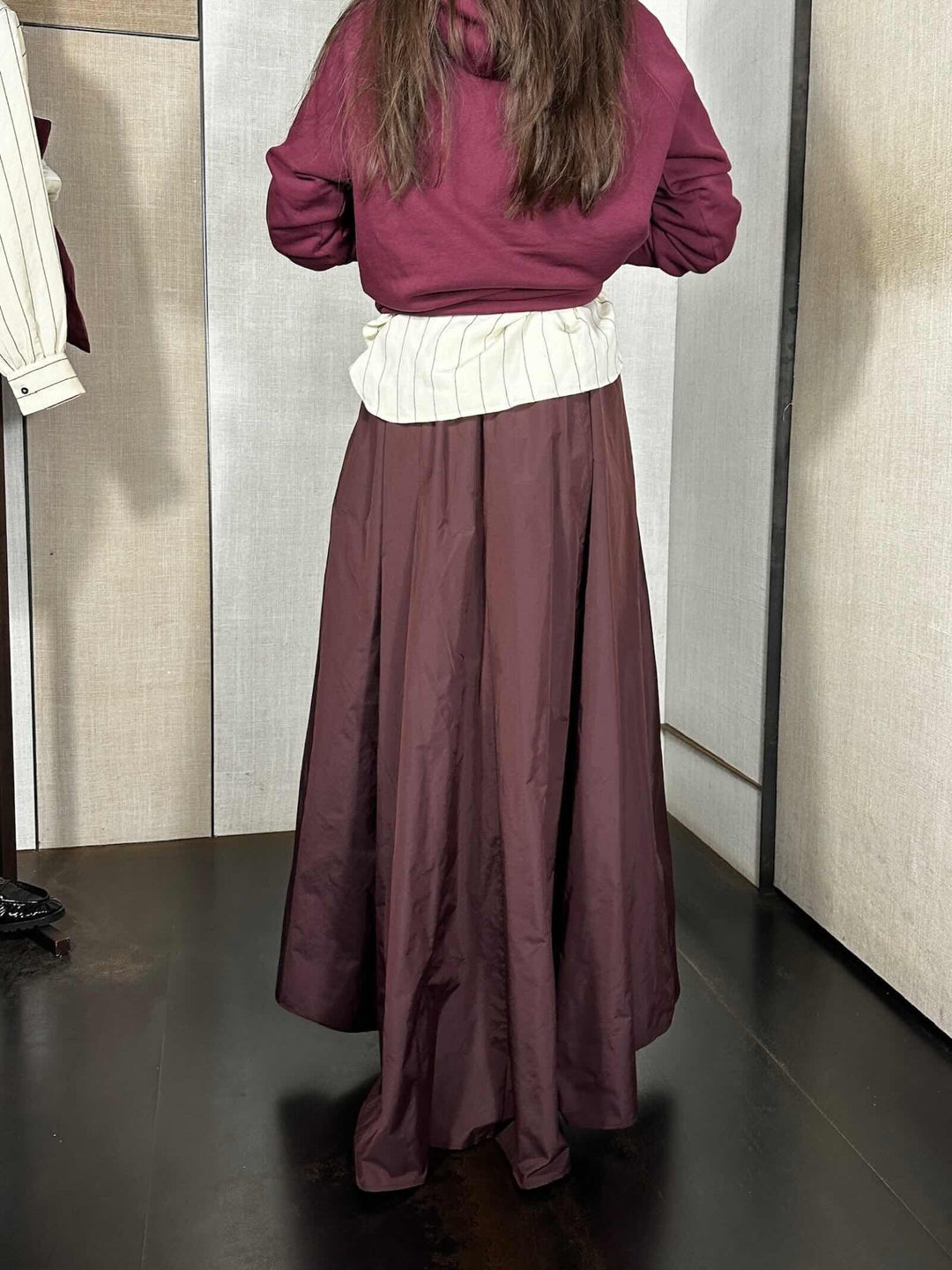 gonna lunga svasata bordeaux in taffetà GOIV1539 CARLA G