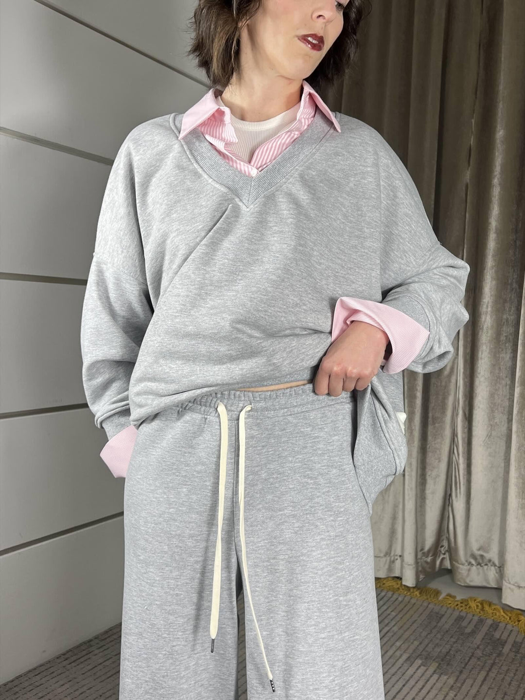 pantalone tuta a palazzo grigio TAB0444GRIGIO VICOLO