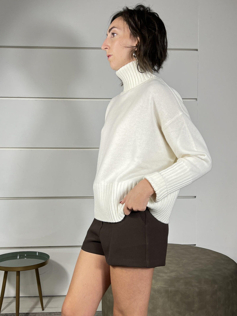 maglione collo alto con coste 100%lana panna WL938-7AI25PANNA TENSIONE IN