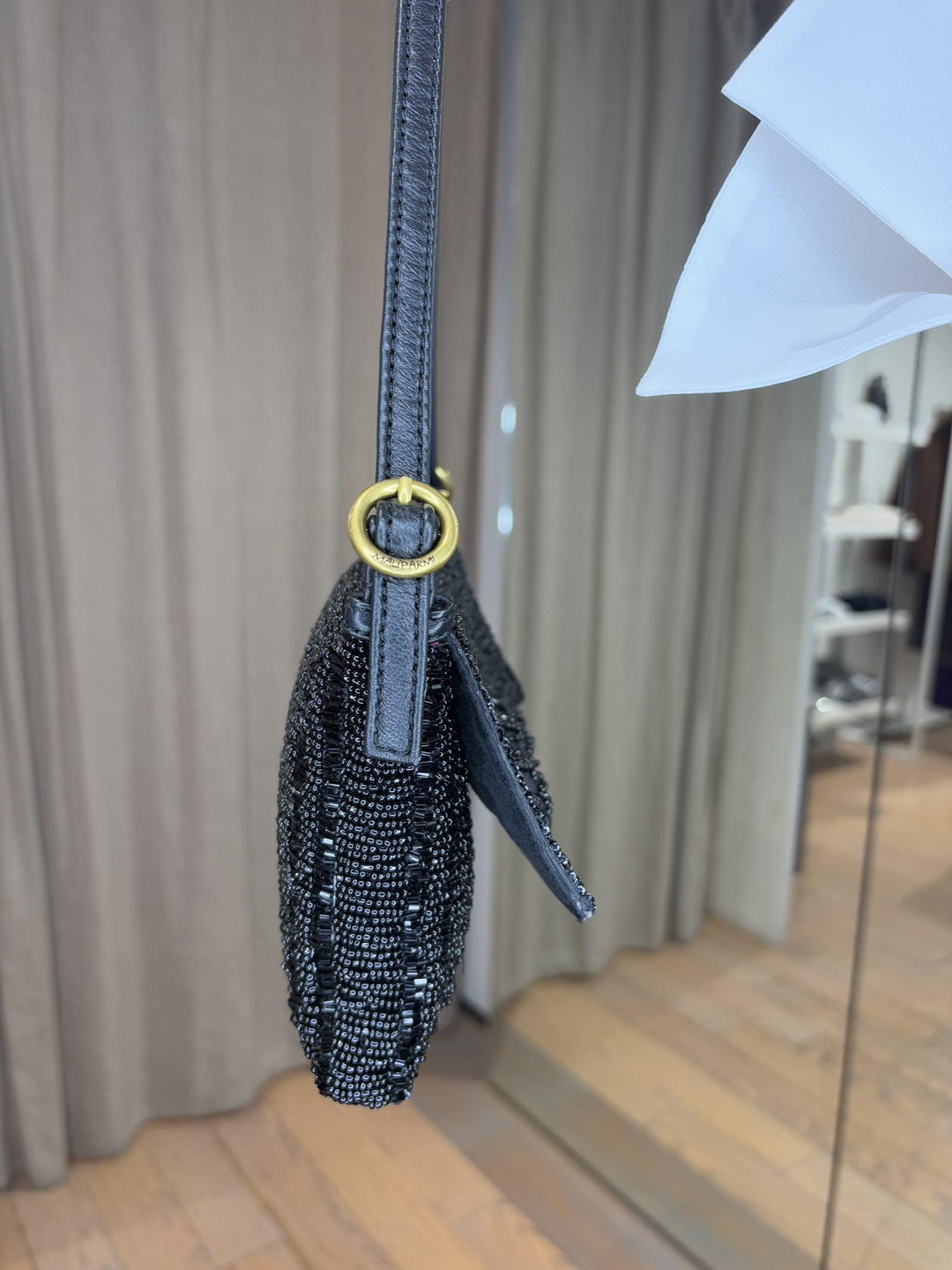 MINI BORSA NERA CON PERLINE BF0005-9124220000 MALIPARMI