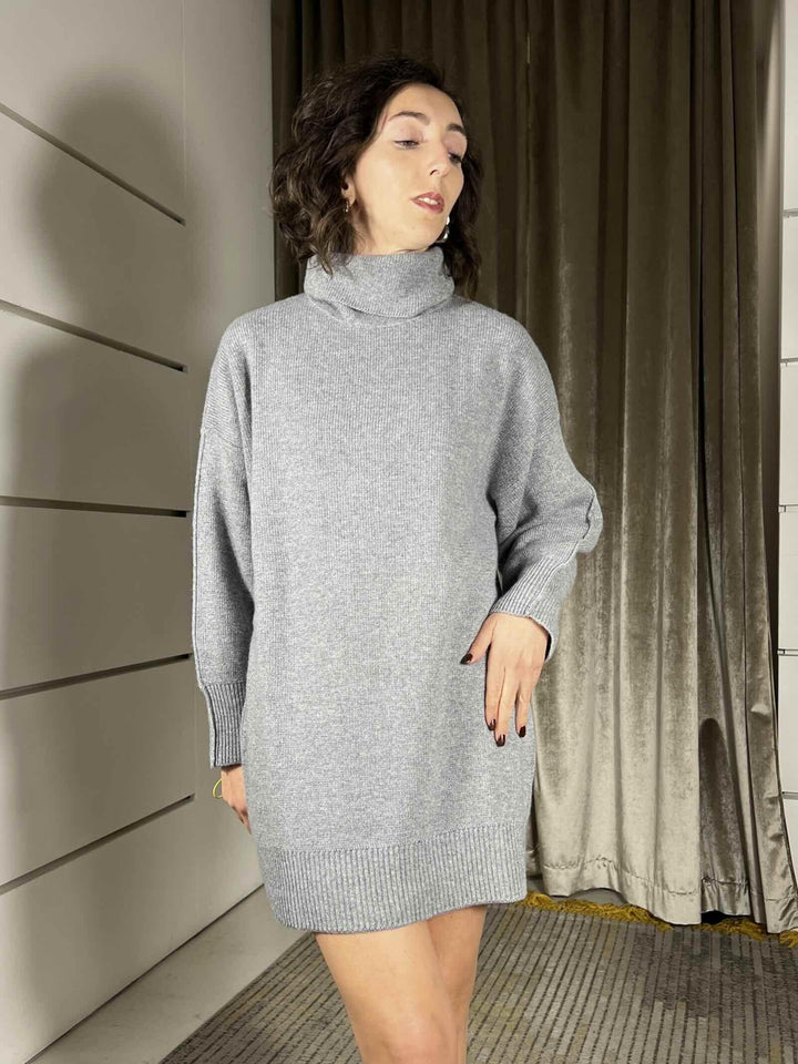 abito in maglia collo alto in misto lana grigio chiaro 77131FGRIGIO CHIARO VICOLO