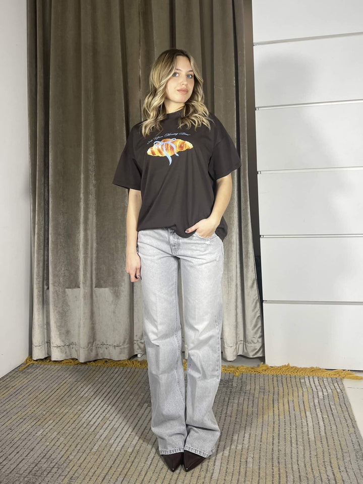 t-shirt vicolo girocollo manica corta con soft glam morning ritual RAB0188MORO VICOLO