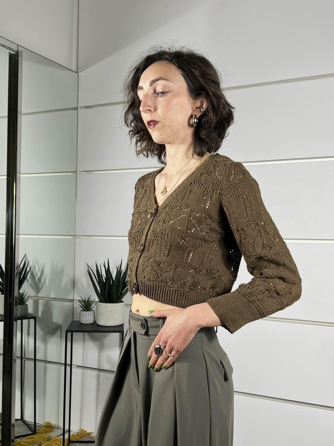 cardigan crop scollo a v cacao 26217CACAO SUSY MIX