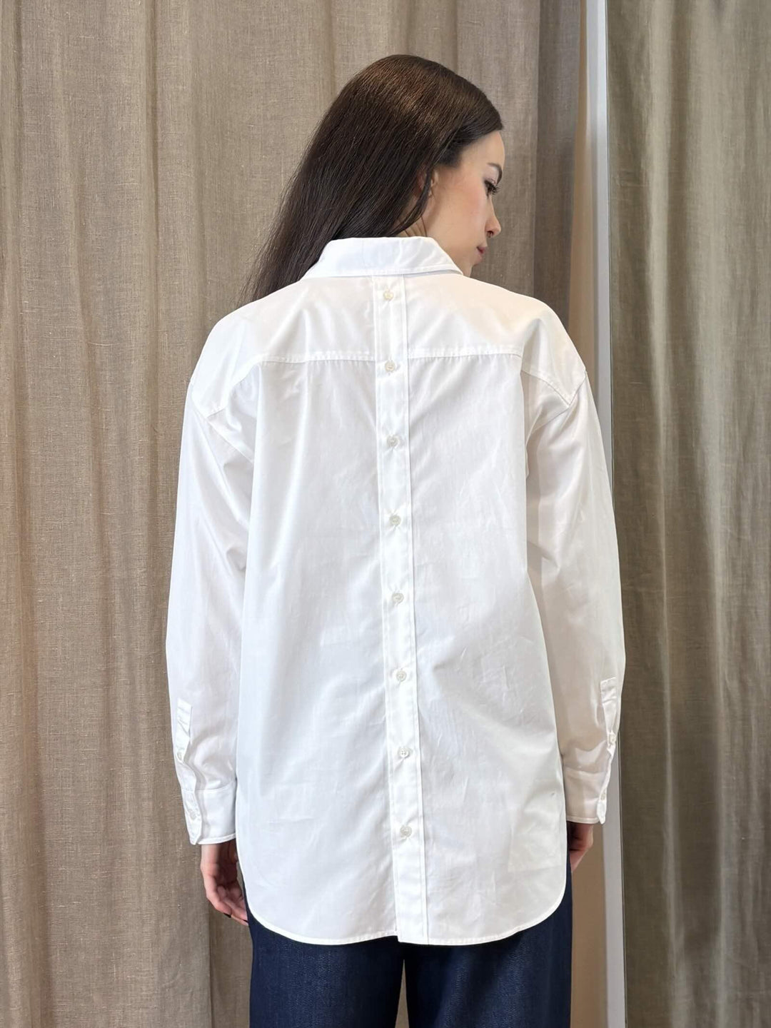 camicia bianca over in cotone con bottoni sul retro EDERE001 iBLUES