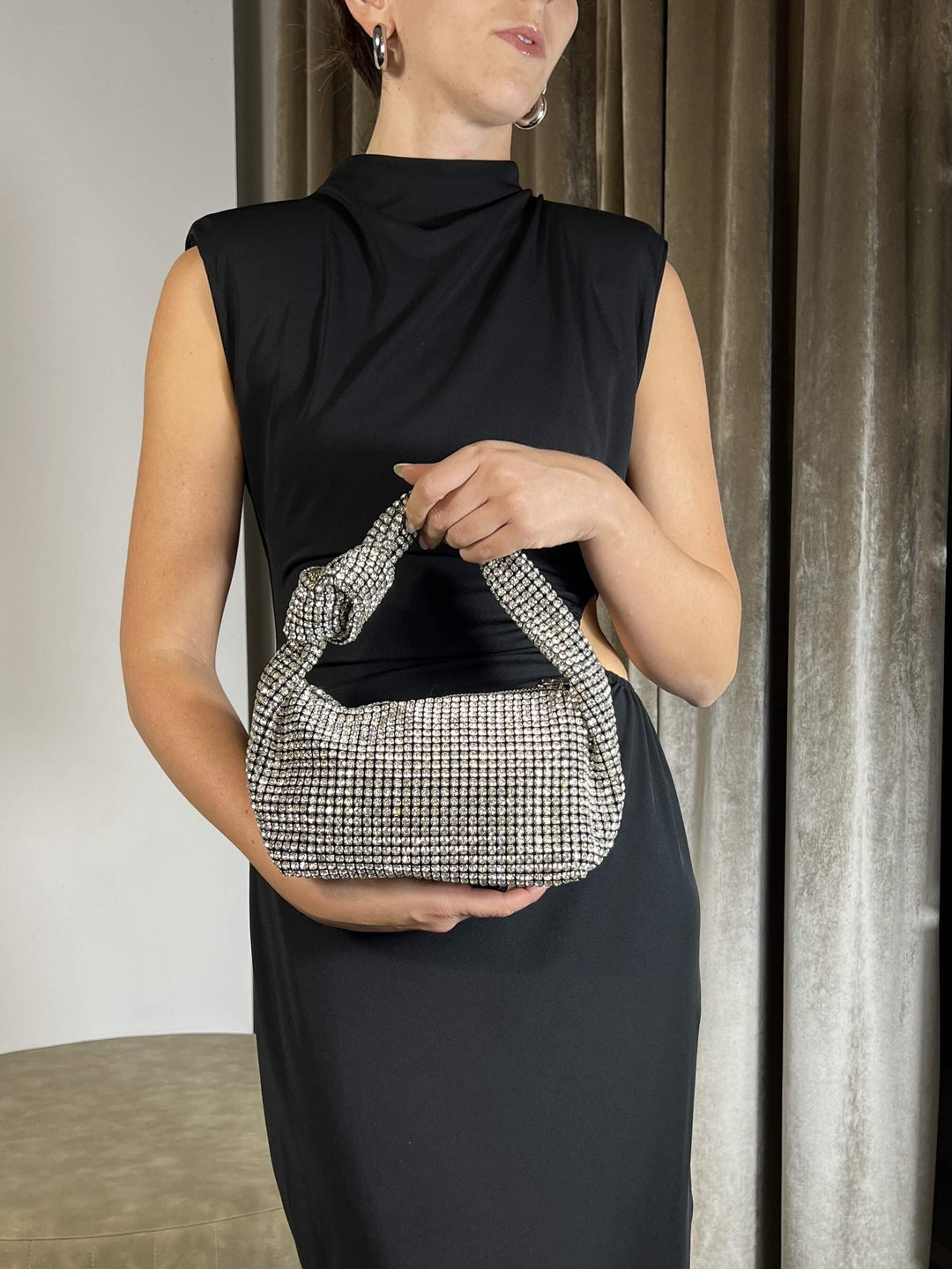 BORSA A NODO CON STRASS NERA 571BLACK FEMME CAFE SELECTION