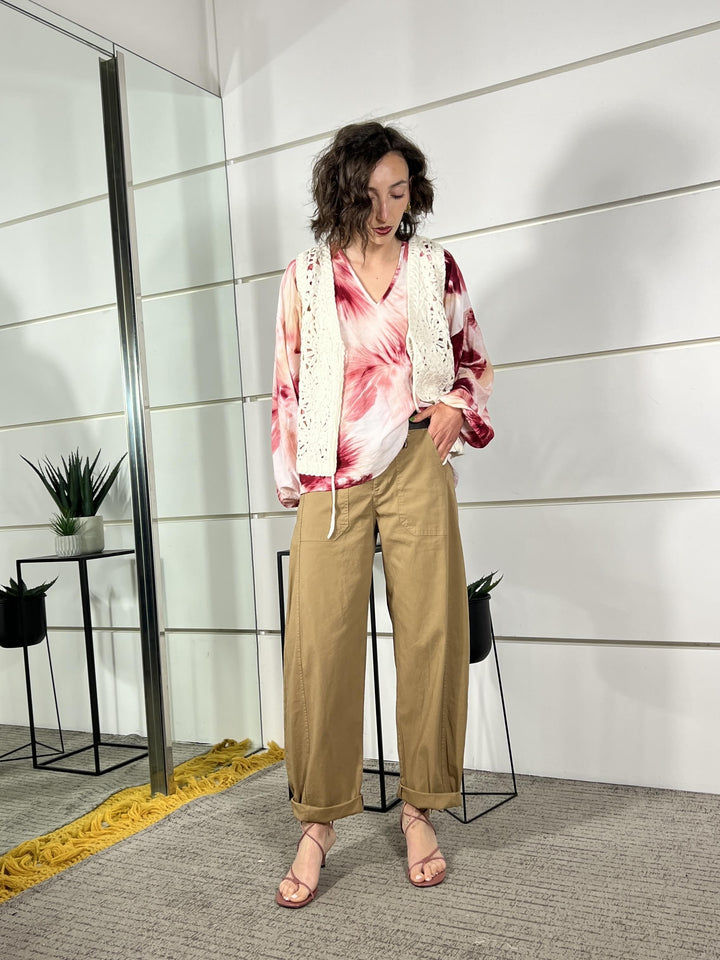 pantalone a ovetto con elastico nel retro cammello 58300GLCAMMELLO SUSY MIX