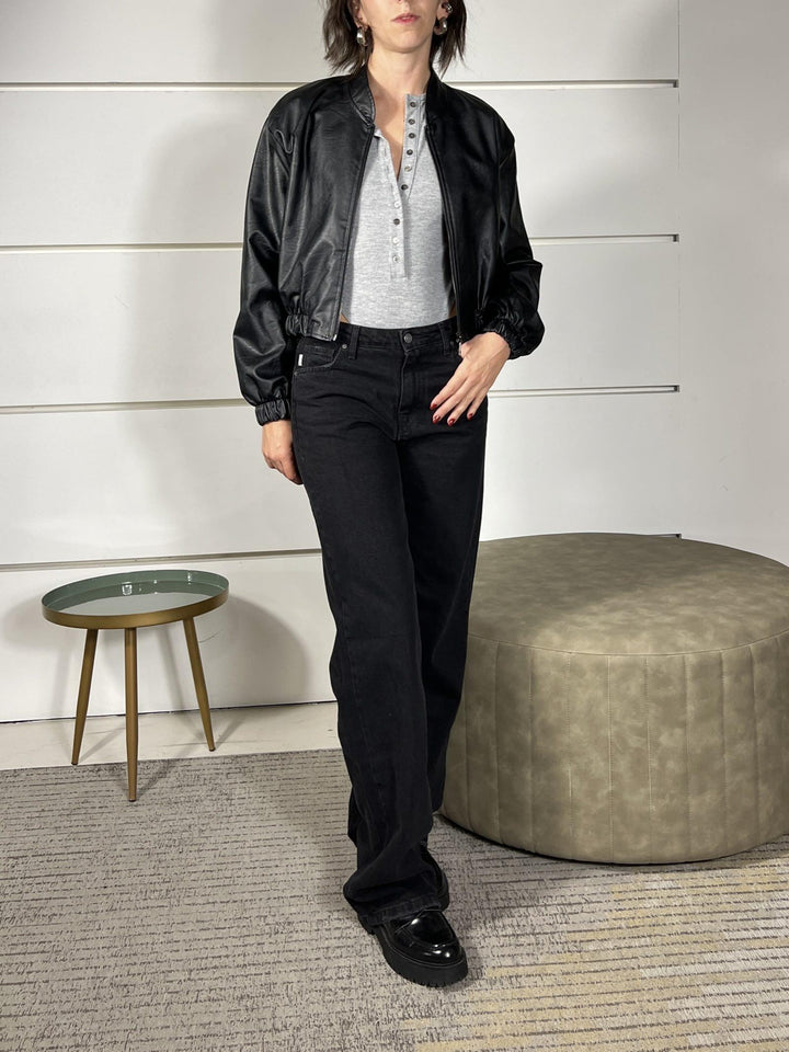 bomber in ecopelle nero J781D4NERO SUSY MIX