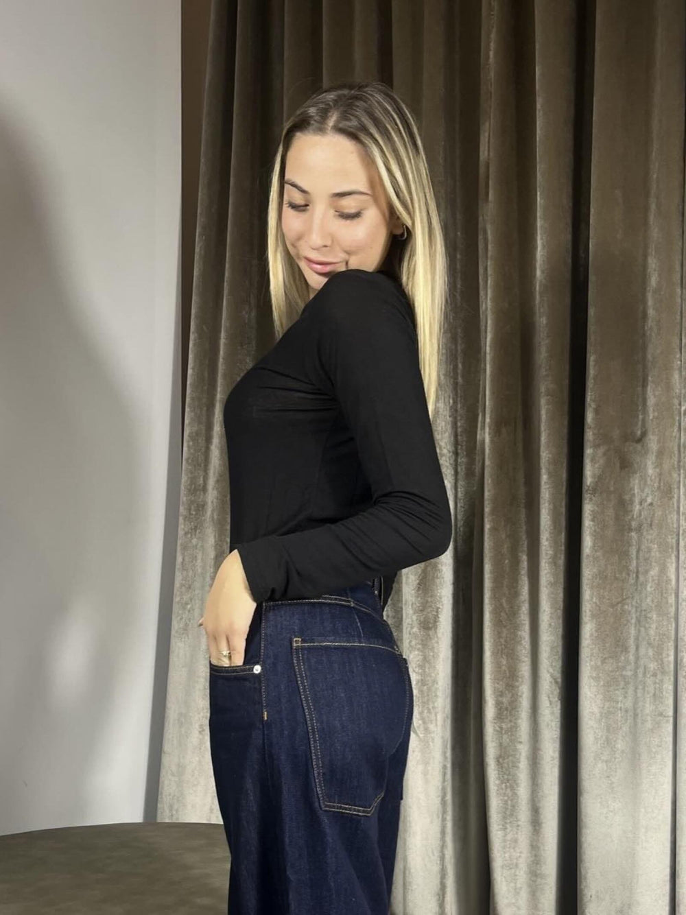 maglia cashmere girocollo nera MJS-P179NERO HAVE ONE