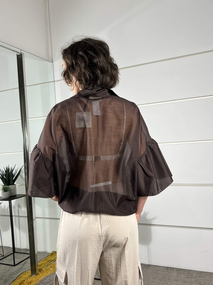 camicia in voile, manica corta fondente TAB1858FONDENTE 69 VICOLO