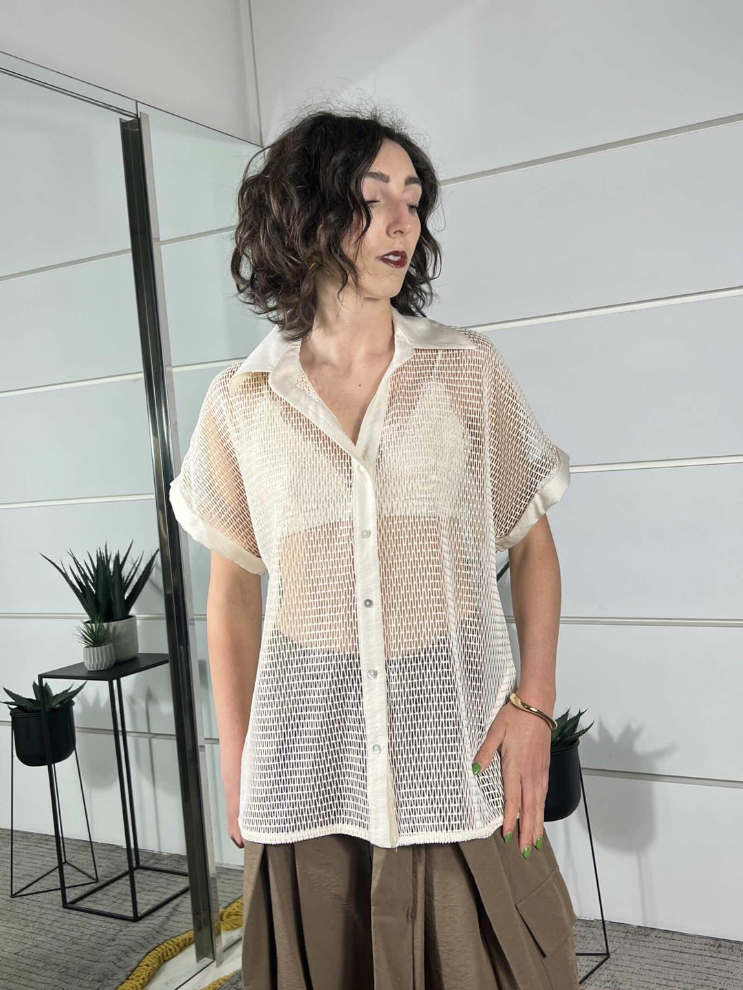 maglia a polo a rete beige TAB1937BEIGE 06/1 VICOLO