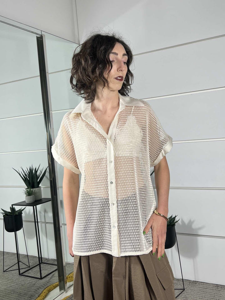 maglia a polo a rete beige TAB1937BEIGE 06/1 VICOLO
