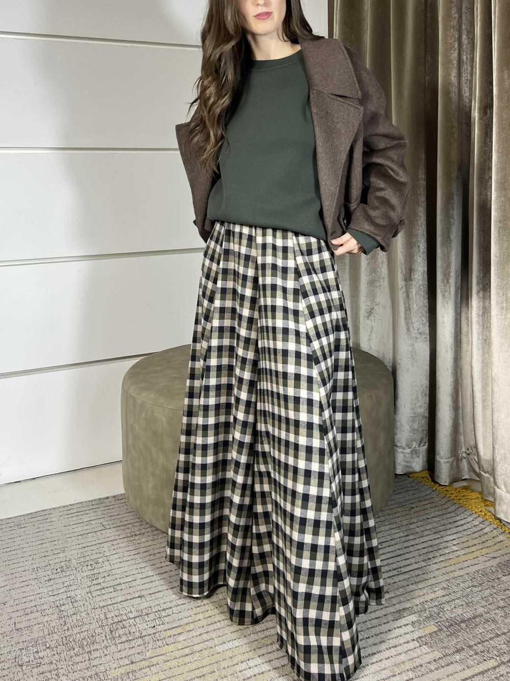 GONNA LUNGA CHECK VERDE MILITARE D300T43LVERDE MILITARE SUSY MIX