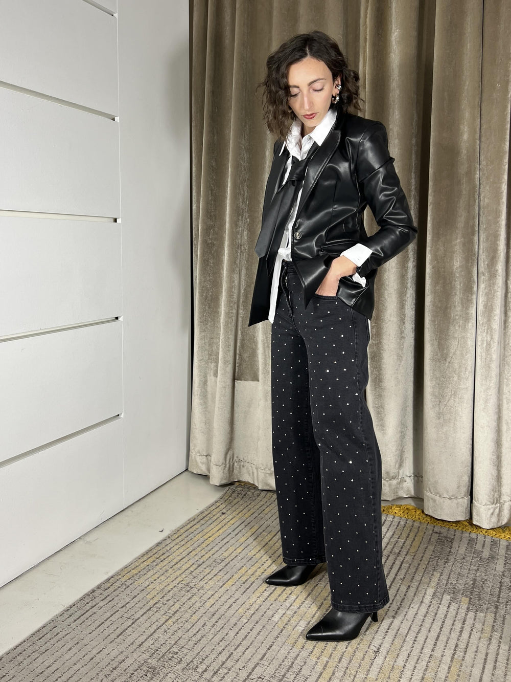 jeans nero bella con strass all over PLS-P347NERO HAVE ONE