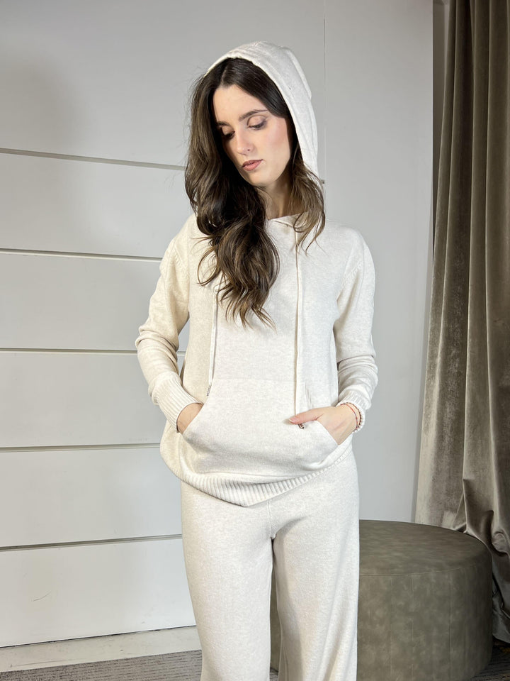 completo felpa con cappuccio e pantalone crema LN871225CREMA SUSY MIX