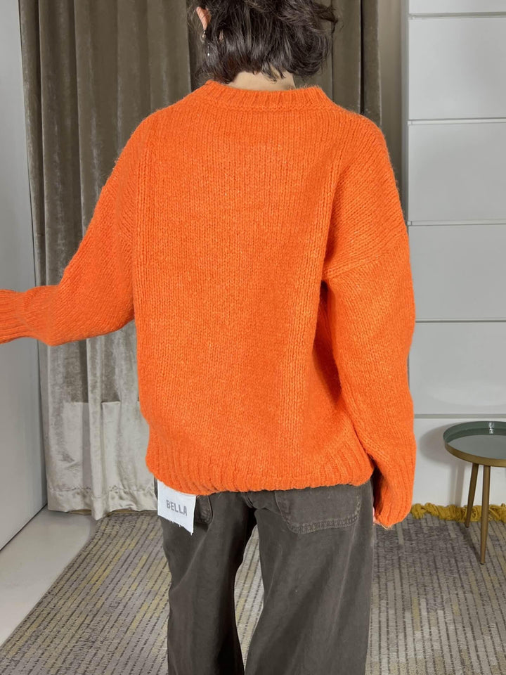 maglione girocollo in misto lana e alpaca arancio 33057FARANCIO VICOLO