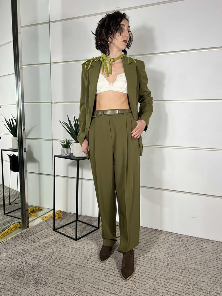 pantalone con pinces e cintura pistacchio P8C0LIC1748 IMPERIAL