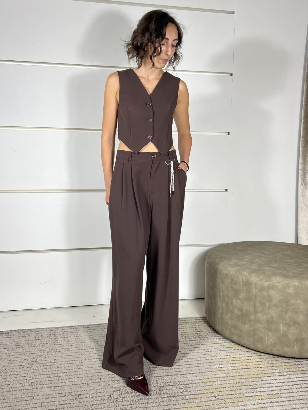 COMPLETO GILET E PANTALONE MORO M01N0078MORO PHILIA LOFT