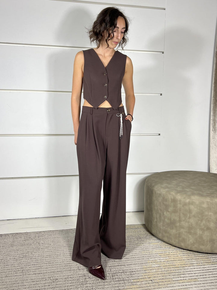 COMPLETO GILET E PANTALONE MORO M01N0078MORO PHILIA LOFT