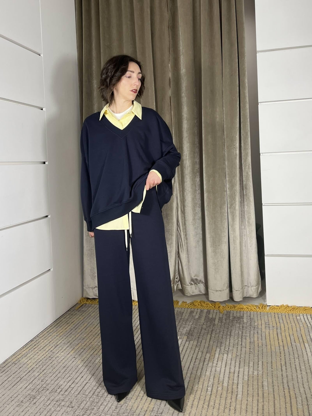 felpa scolloa v over garzata blu TAB0566BLU VICOLO