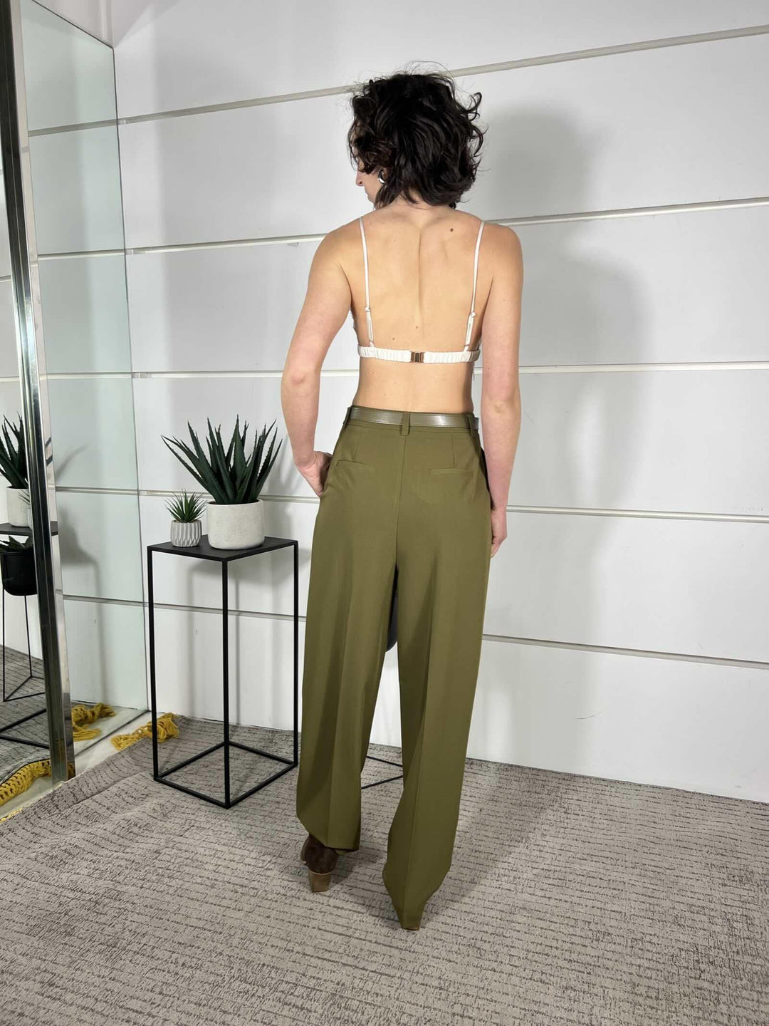 pantalone con pinces e cintura pistacchio P8C0LIC1748 IMPERIAL