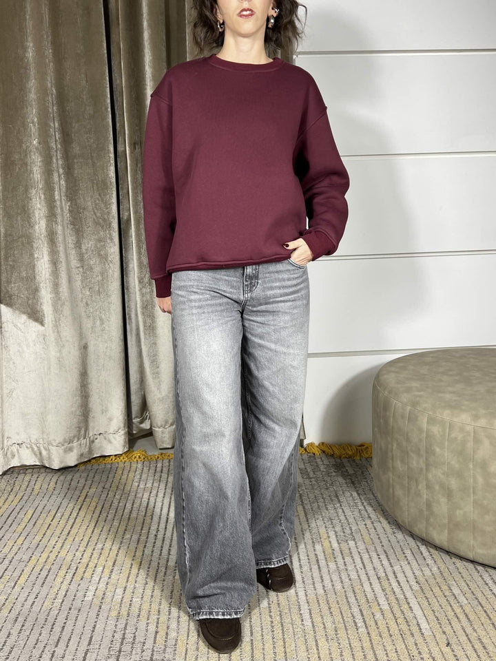 felpa girocollo vino felpata SH003019VINO SUSY MIX