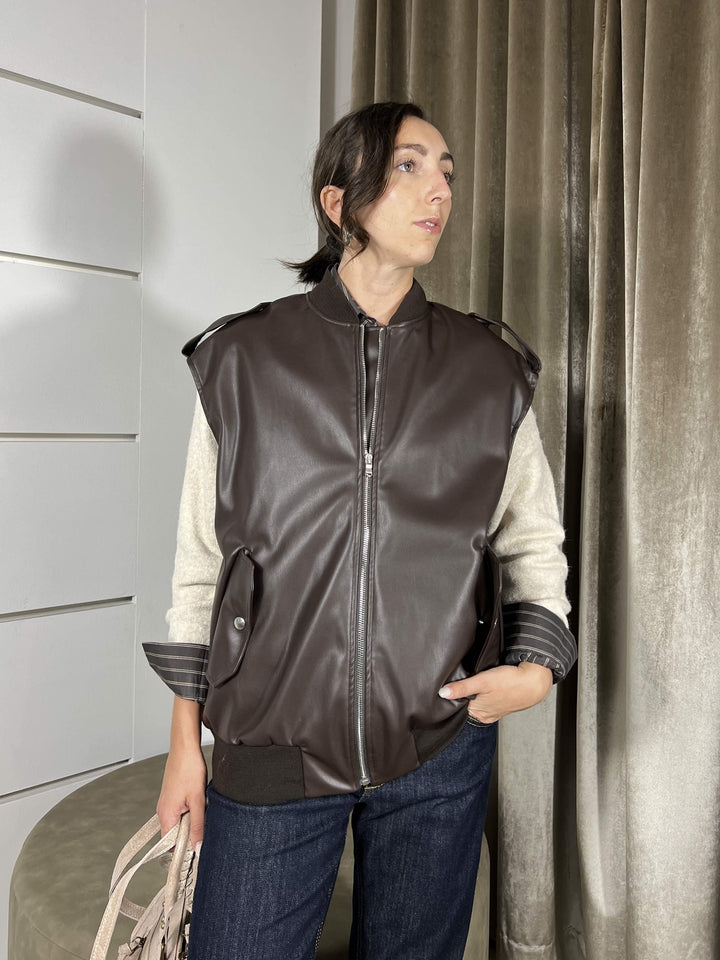 GILET MORO IN ECOPELLE LMA-P008MORO HAVE ONE