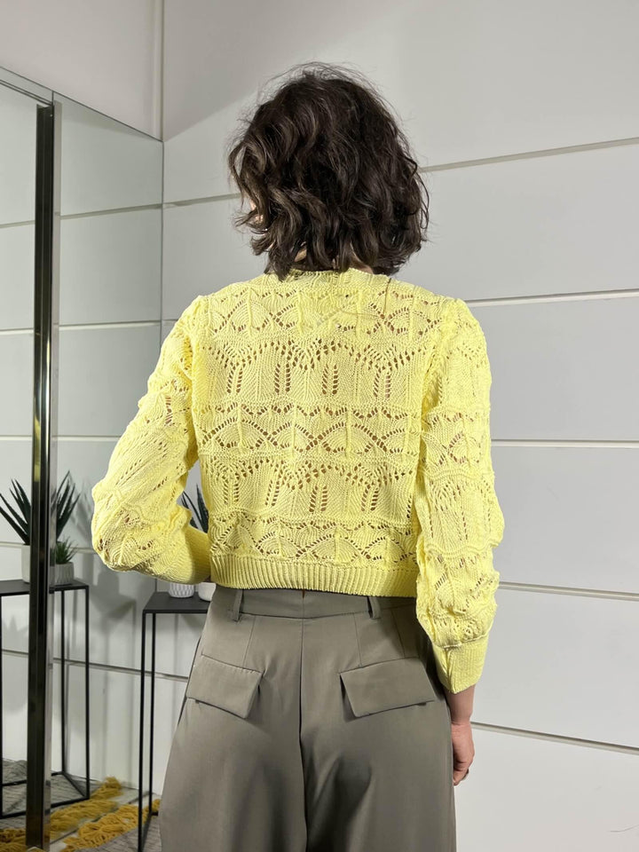 cardigan crop scollo a v giallo 26217GIALLO SUSY MIX
