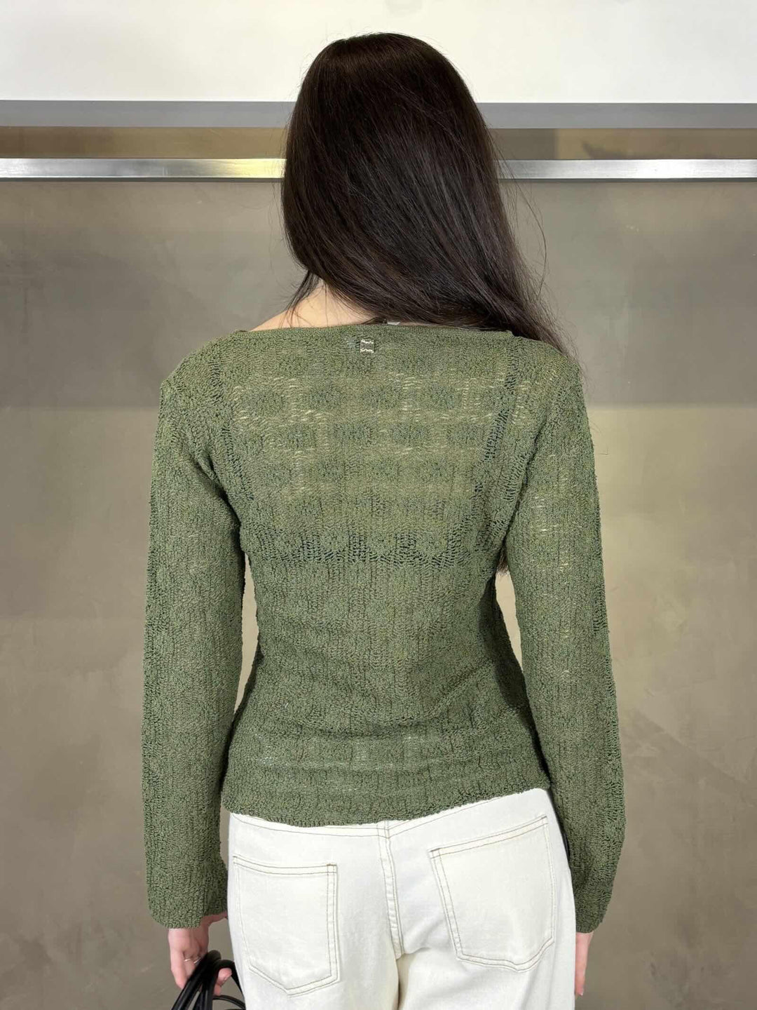 Maglia traforata verde edera con disegno M507CTMG163 MANILA GRACE