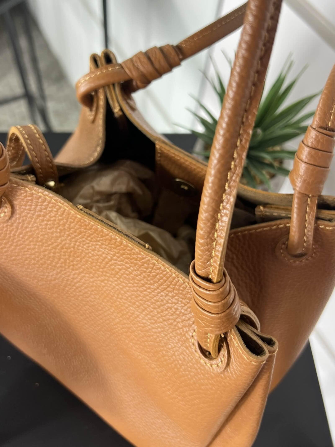 borsa a secchiello cuoio in vera pelle con pochette e tracolla DO-B0210CUOIO FEMME CAFE SELECTION