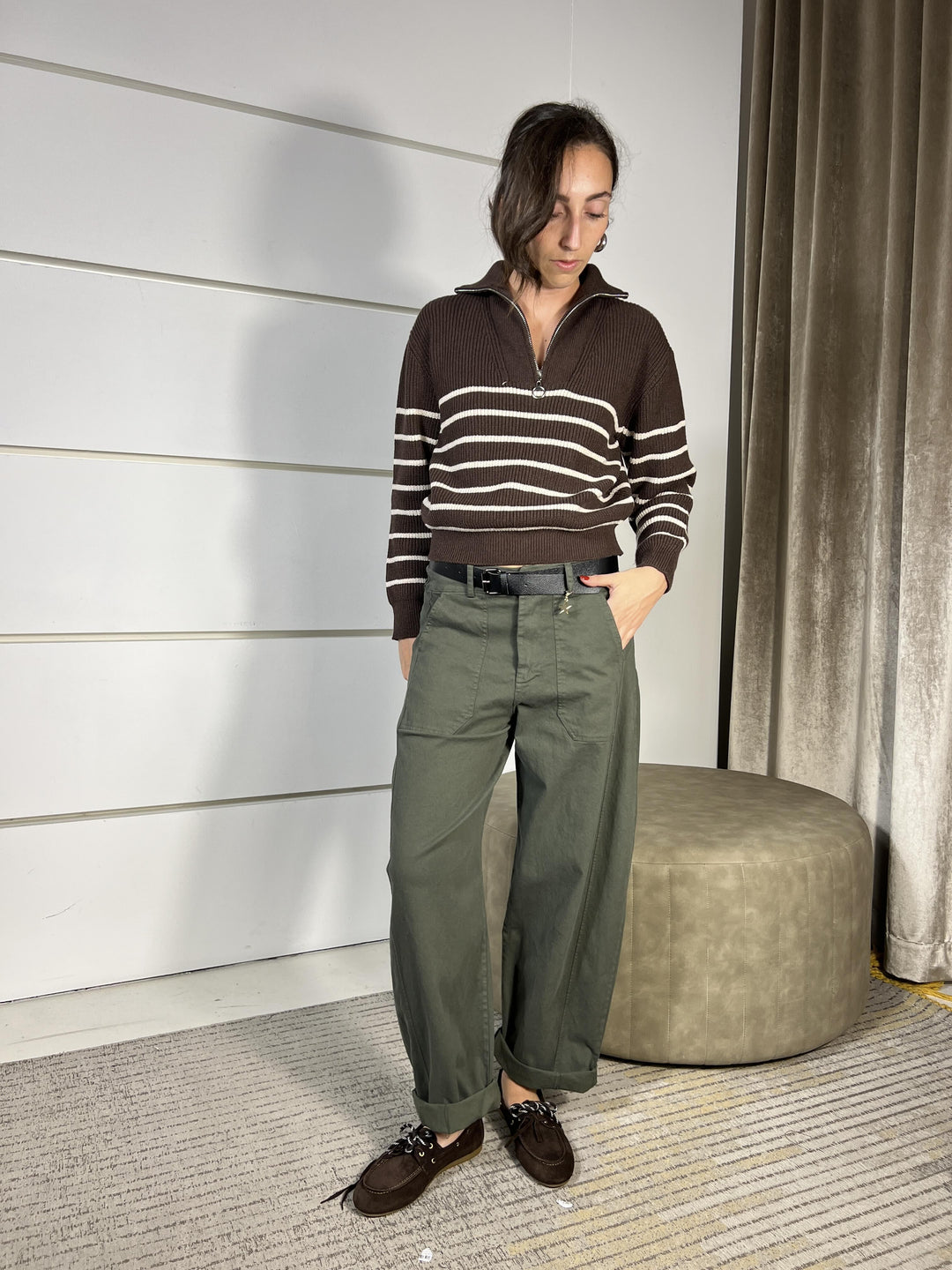 PANTALONE A OVETTO VERDE MILITARE 58300GABVERDE MILITARE SUSY MIX