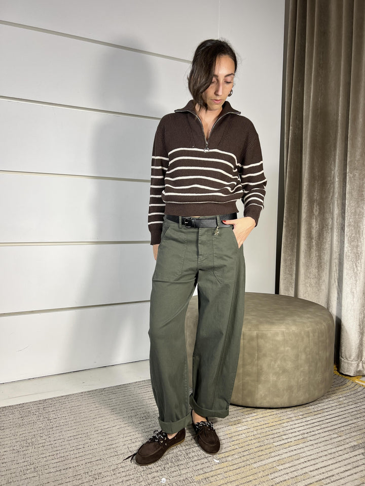 PANTALONE A OVETTO VERDE MILITARE 58300GABVERDE MILITARE SUSY MIX