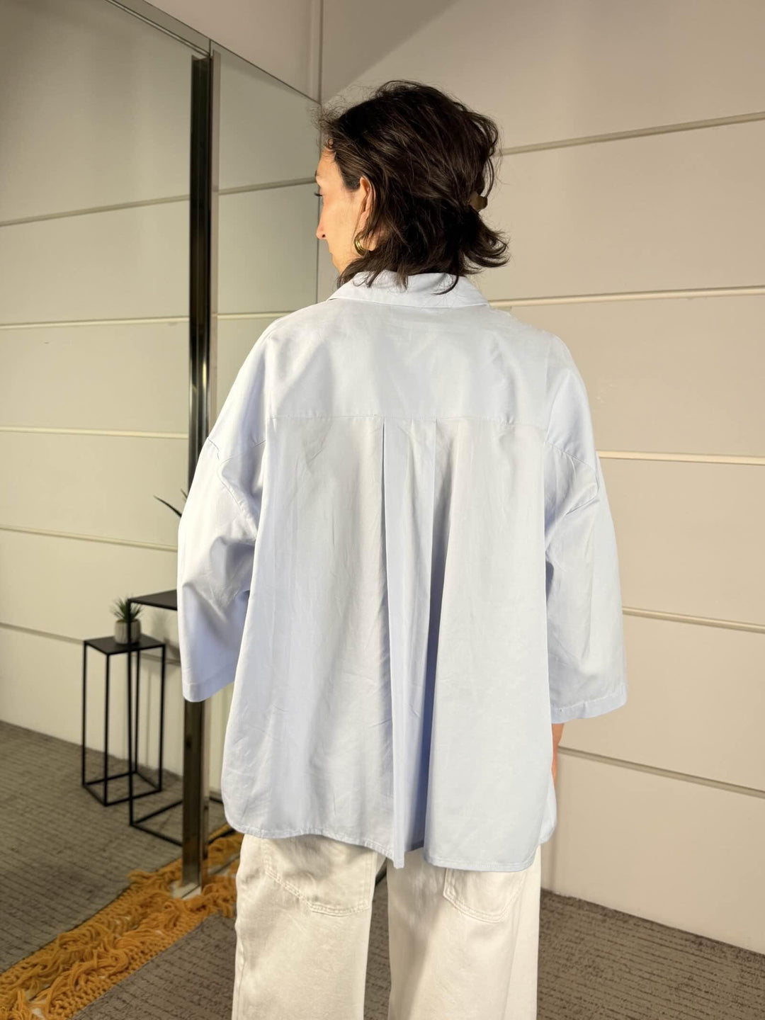 camicia con ricami celeste WM2719CELESTE SPICY CAFE
