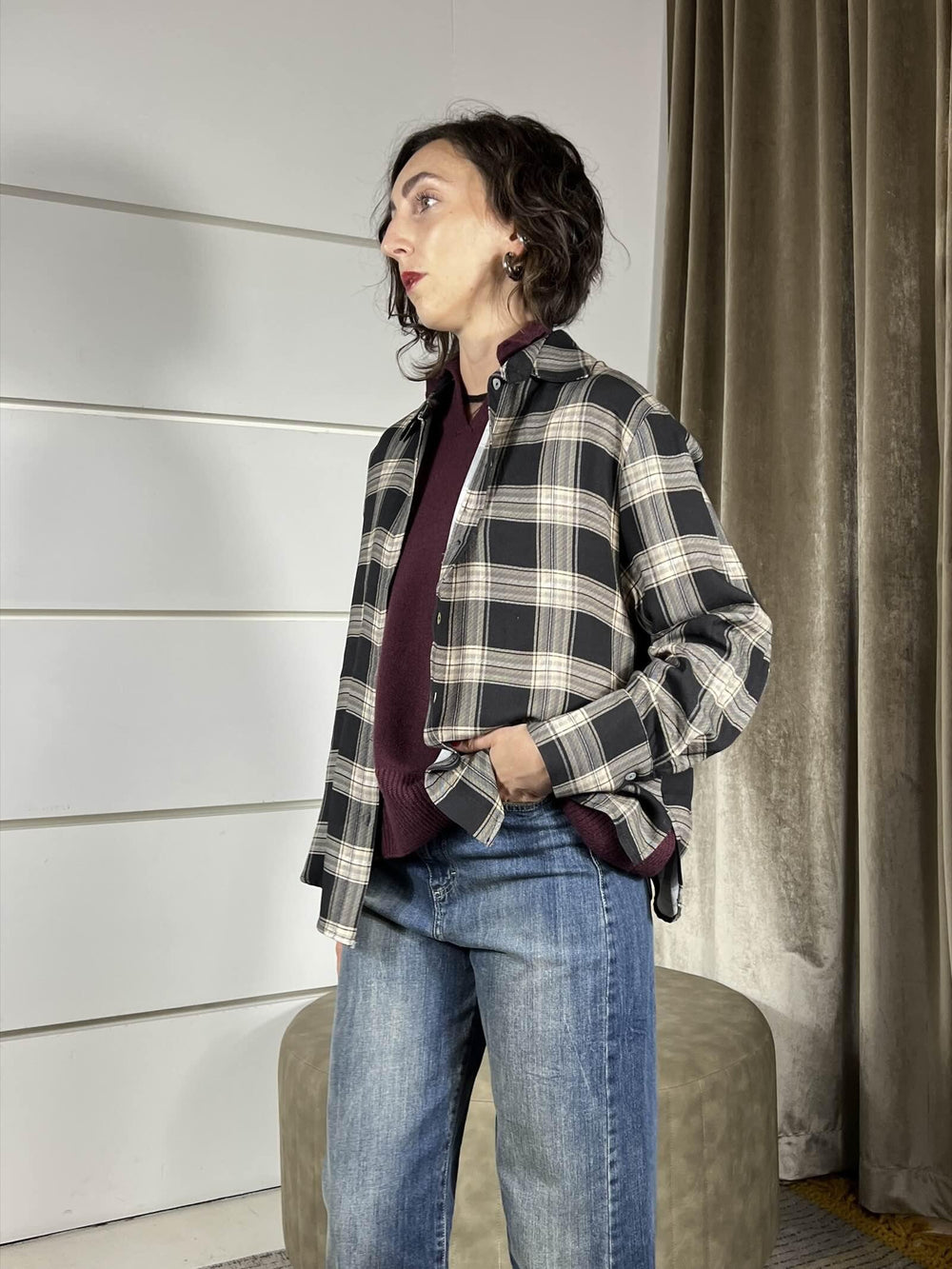 camicia a quadri grigia CMA-P079GRIGIO HAVE ONE