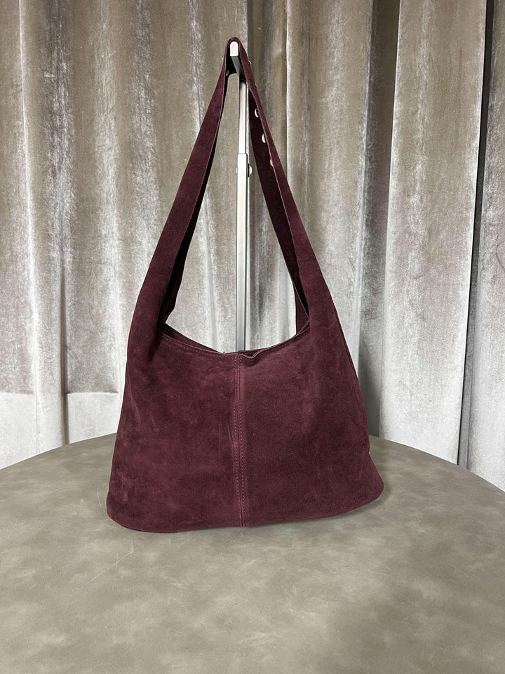 borsa in camoscio con borchie chiusura con zip bordeaux 268428BORDEAUX FEMME CAFE SELECTION