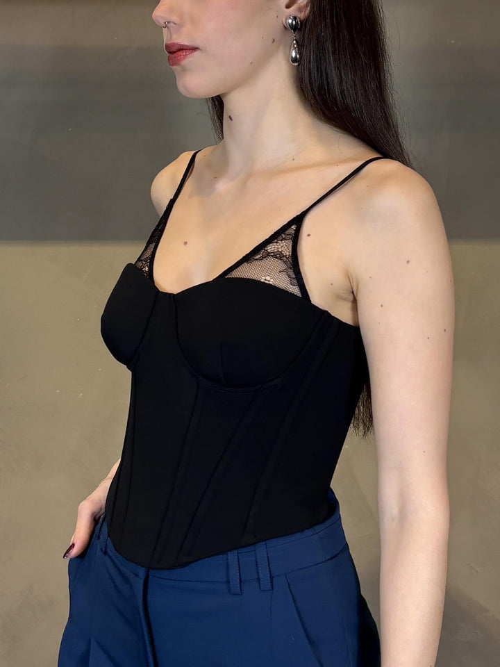 corspino con inserti in pizzo nero 8C0830A6F5K103 PATRIZIA PEPE PREVIEW